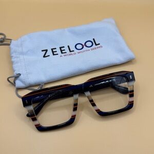 Zeelool Men's Blue and Brown Striped Glasses
